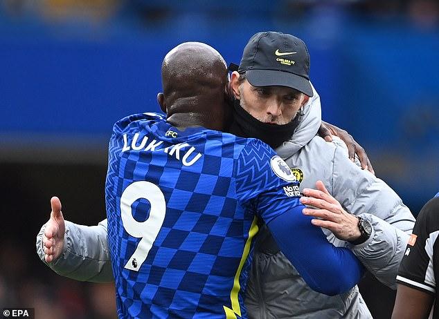 Chelsea have already acquired the services of Raheem Sterling but Thomas Tuchel (right) is eager to add another forward to his ranks following the departure of Romelu Lukaku (left)